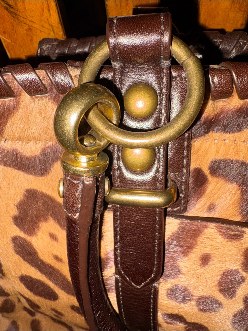 Coach Hamptons Haircalf Carryall 15412 Ocelot Leopard Calf Hair Bag Rare - Picture 4 of 14
